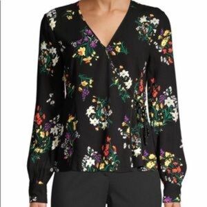 Highline Collective Floral Long Sleeve Wrap Front Top Size Small